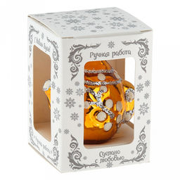 Елочная игрушка фигурка стеклянная Чайник h7см, золотой, ручная художественная роспись, подарочная упаковка (Россия) - Домашняя мода фото 4