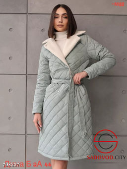 куртка женская длинная с поясом - Bruno фото 4