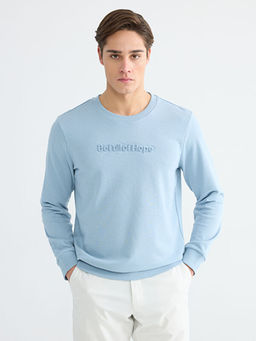 Bisiklet Yaka Bask?l? Erkek Sweatshirt