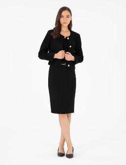 Siyah Kalem Fit Dokuma Etek