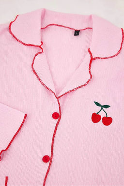 Pembe Kiraz Nak?sl? Cepli Baby Overloklu Burumcuk Dokulu Orme Pijama Tak?m? THMSS26PT00018 - Trendyolmilla фото 6