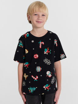Футболка для мальчиков черная с новогодним принтом - Mark formelle фото 2