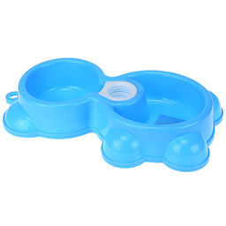 Миска для кормления животных пластмассовая Мишка 0,15/0,2л, 24,5х15,5х4,5см, двойная, с местом под винтовую бутылку, цвета микс (Китай)