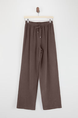 Kahverengi Keten Kar___ml_ Geni_ Pa_a Tencel Pantolon TDRSS26PL00008 - Trendyolmilla фото 4