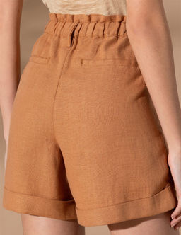 Kahverengi Keten Oversize Bermuda _ort - Pierre cardin фото 7