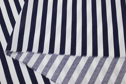 Штапель Чернильная полоска (10мм) на белом, ш.1.45м, вискоза-100%, 90гр/м.кв - Купава фото 4