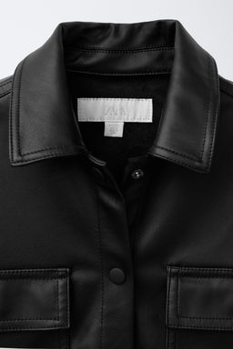 FAUX LEATHER OVERSHIRT WITH POCKETS - Zara фото 3