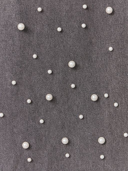 Джинсы для девочек серые с декоративными бусинами - Mark formelle фото 8