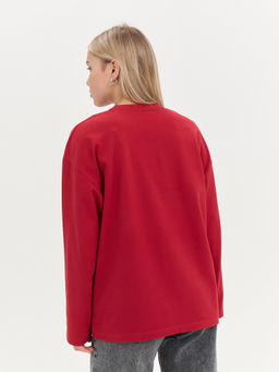 Лонгслив оверсайз с велюровым эффектом "Брусника" женский