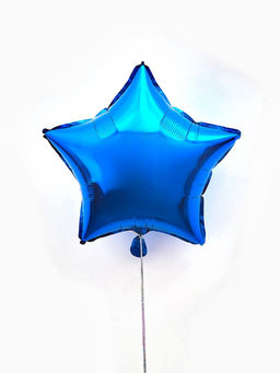 Цена за 2 шт. Воздушные шары фольгированные 18" "Звезда" цвет синий, набор 5 штук