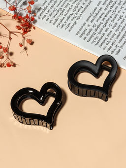 Цена за 6 шт. Крабик для волос «Сердце», 6.5 см, чёрный, МИКС