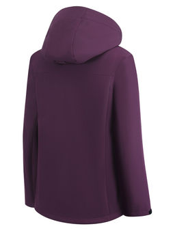 Ветровка женская софтшелл виндстоппер с капюшоном спортивная темно-фиолетового цвета 9616_1TF