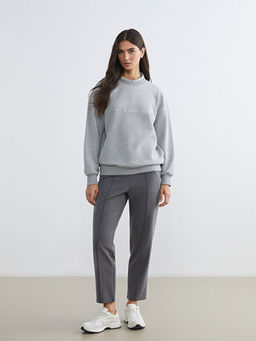 Bisiklet Yaka Bask?l? Kad?n Sweatshirt