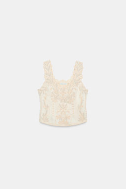 TOP BORDADOS ZW COLLECTION / Crudo / Beige - Zara фото 5