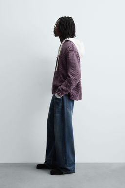 DISTRESSED EFFECT TEXTURED CARDIGAN