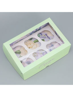 Цена за 5 шт. Коробка для капкейков, кондитерская упаковка двухсторонняя, 6 ячеек «Счастье есть», 25 х 17 х 10 см