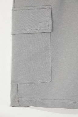 TRENDYOL MAN Buyuk Beden Gri Oversize/Genis Kesim Gizli Kordon Lastik Bel Kargo Cep Etiketli Sort TMNSS25AP00005 - Trendyolmilla фото 3