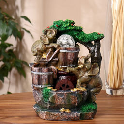 Фонтан настольный «Слоны с монетами», 19×28 см, с подсветкой