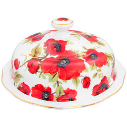 Блинница 23,5*23,5*12,5 см "Маки" фарфор NEW BONE CHINA
