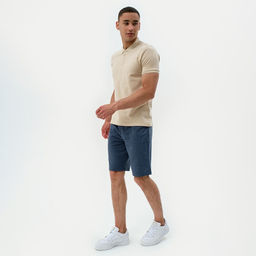 Футболка поло мужская MINAKU REGULAR FIT: бежевая, р-р 54