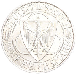 5 рейхсмарок 1930 года A Германия Освобождение Рейнланда