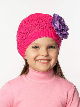 Шапка вязаная детская малиновая