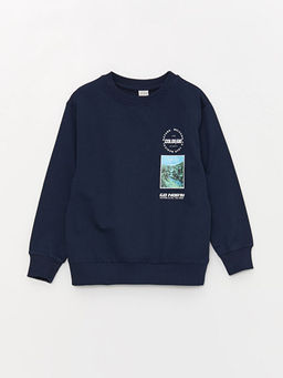 Rahat Kal?p Bisiklet Yaka Bask?l? Erkek ?ocuk Sweatshirt - Waikiki фото 3