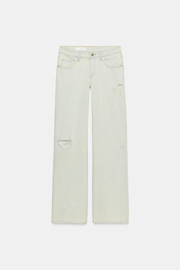 JEANS TRF WIDE LEG TIRO BAJO ROTOS / Azul claro - Zara фото 5