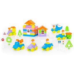 Тележка Caddie + конструктор Строитель (160 элементов) (в пакете) - Полесье фото 3