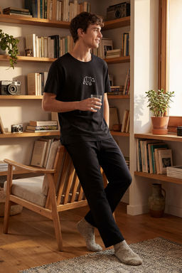 TRENDYOL MAN Siyah Regular Fit Nak?sl? Orme Pijama Tak?m? TMNAW25PT00023 - Trendyolmilla фото 6