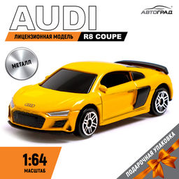 Машина металлическая AUDI R8 COUPE, 1:64, цвет жёлтый - Автоград фото 5