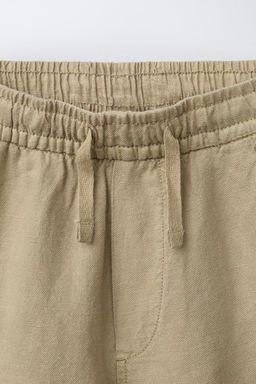 BERMUDA FLUIDA CON LINO / Khaki