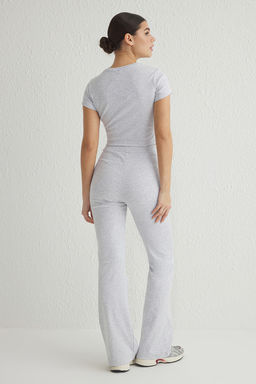 Gri Melanj Fitted/Vucuda Oturan Esnek Orme Alt - Ust Tak?m TWOSS25AU00053