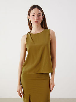 Bisiklet Yaka Aplike Detayl? Bluz