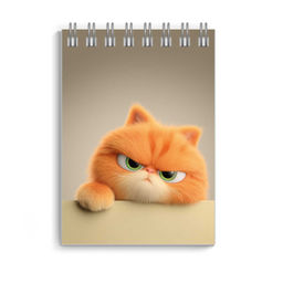 Блокнот, А7, 40 л, арт. 73411 КОТ РЫЖИК / Блок - белый офсет 65 г/м?, клетка, гребень по короткой стороне, УФ-лак сплошной,