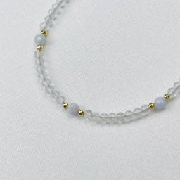 Браслет из Горного Хрусталя и Голубого агата 16,5 см + - Радуга самоцветов фото 3