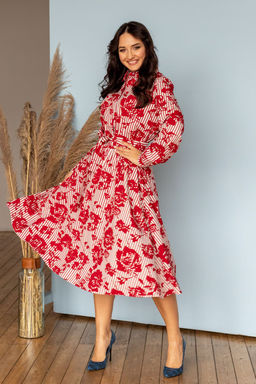 Платье А-315 красно-белый