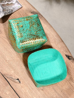 Корзинка плетёная «Голден мини», 19×19×14 см, голубая