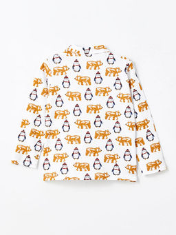 Polo Yaka Bask?l? Erkek ?ocuk Pijama Tak?m?