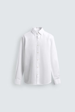 CAMISA REGULAR FIT  ALGOD?N - LINO / Blanco - Zara фото 7