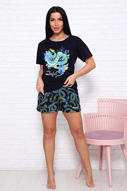 Костюм с шортами, принт (01030. бирюзовый) - Плиона фото 3