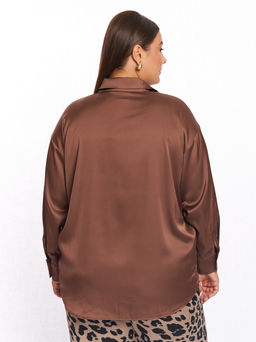 Атласная рубашка BL11537BRW19 - Артесса фото 7