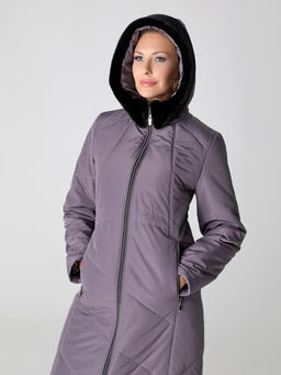 23409 Пальто серо-сиреневый - Dizzyway фото 3
