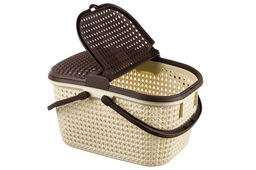 Корзина для пикника 25 л 46*35*27,5 см Паола с 2-мя крышками бежево-коричневая (модель 428) - Elan gallery фото 4