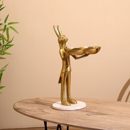 Конфетница двойная «Кролик угощает», 19×26×48 см, алюминий