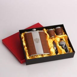 Подарочный набор 5 в 1 Рептилия: фляжка 240 мл, 2 ножика 7в1, 2 рюмки, 17 х 23 см