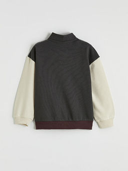 Dik Yaka Erkek ?ocuk Fermuarl? Sweatshirt