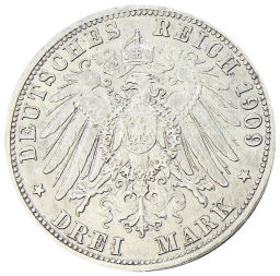 3 марки 1909 года А Германия (Пруссия)