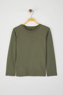 Lacivert-Bordo-Ekru 3lu Unisex Cocuk 100% Pamuk Duz Regular Orme T-Shirt TKDAW26TS00004 - Trendyolmilla фото 5