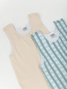 Полукомбинезон 2 шт. комплект, беж/клетка, 672